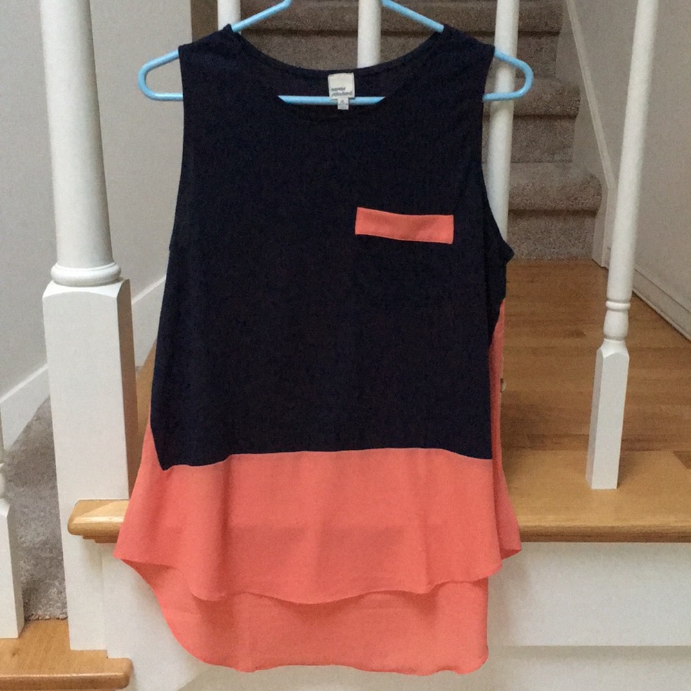 Navy and coral sleeveless top